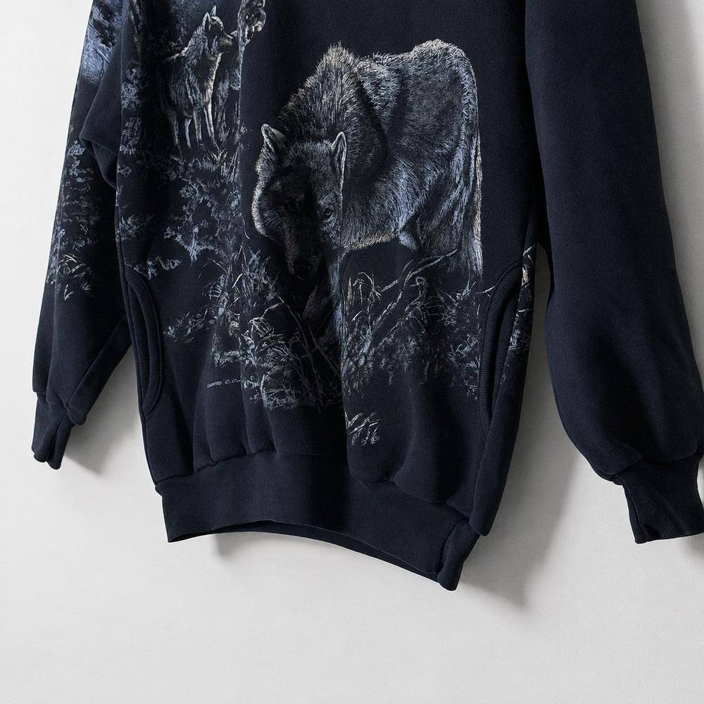 Vintage Art Unlimited Wolf Moon Nature Graphic Pullover Sweatshirt M USA Made - Picture 3 of 9